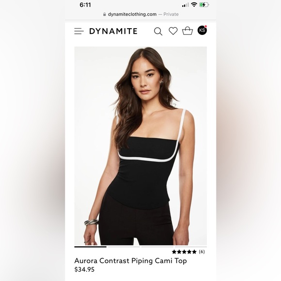 NWT Dynamite missed return window.  Black tank with white pipping. Size L - Picture 2 of 4